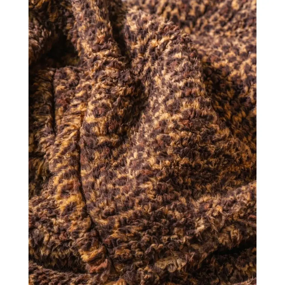 60x70 Reversible Sherpa Printed Throw by Jill Martin Vintage Leopard H501249